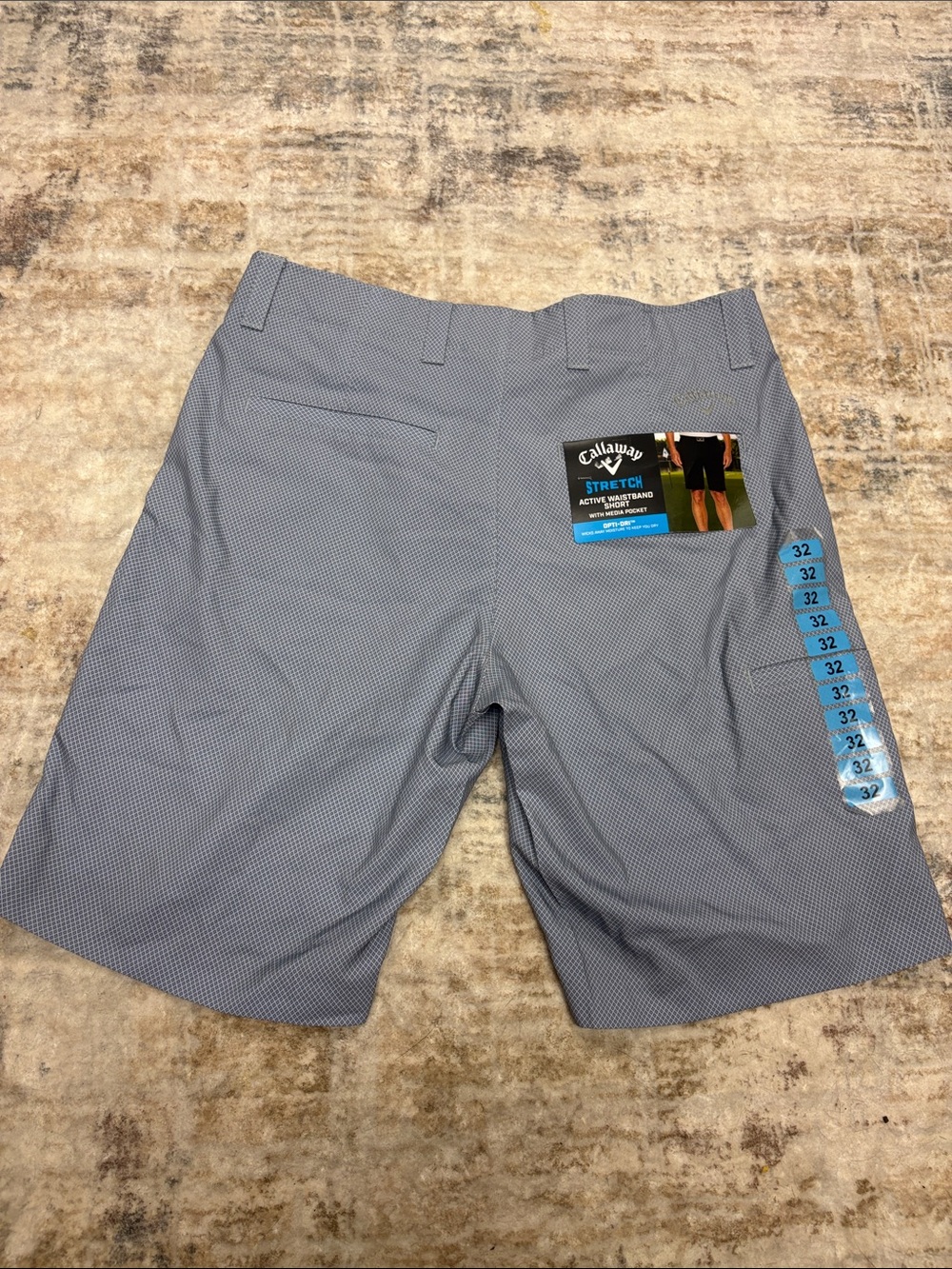 Callaway Men's Light Gray Patterned Stretch Golf Hybrid Shorts